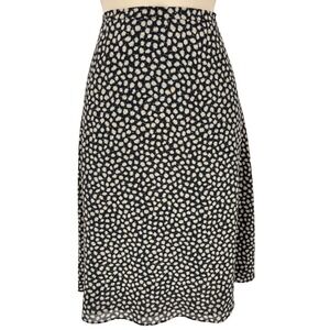 J.Crew Vintage Black Cream Abstract Polka Dot Midi A-Line Skirt Size 12 Career